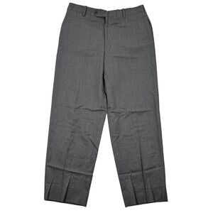 Corbin Mens 35x30 Grey Herringbone Dress Pants Classic Fit Flat Front Modern EUC